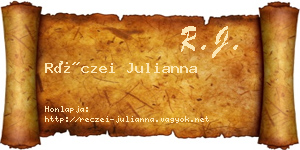 Réczei Julianna névjegykártya